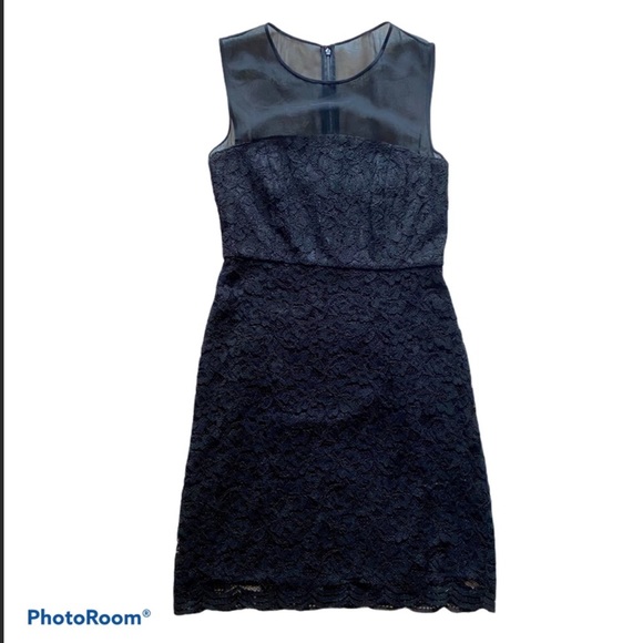 DVF navy blue lace Nisha dress with sheer navy top. - Picture 4 of 16